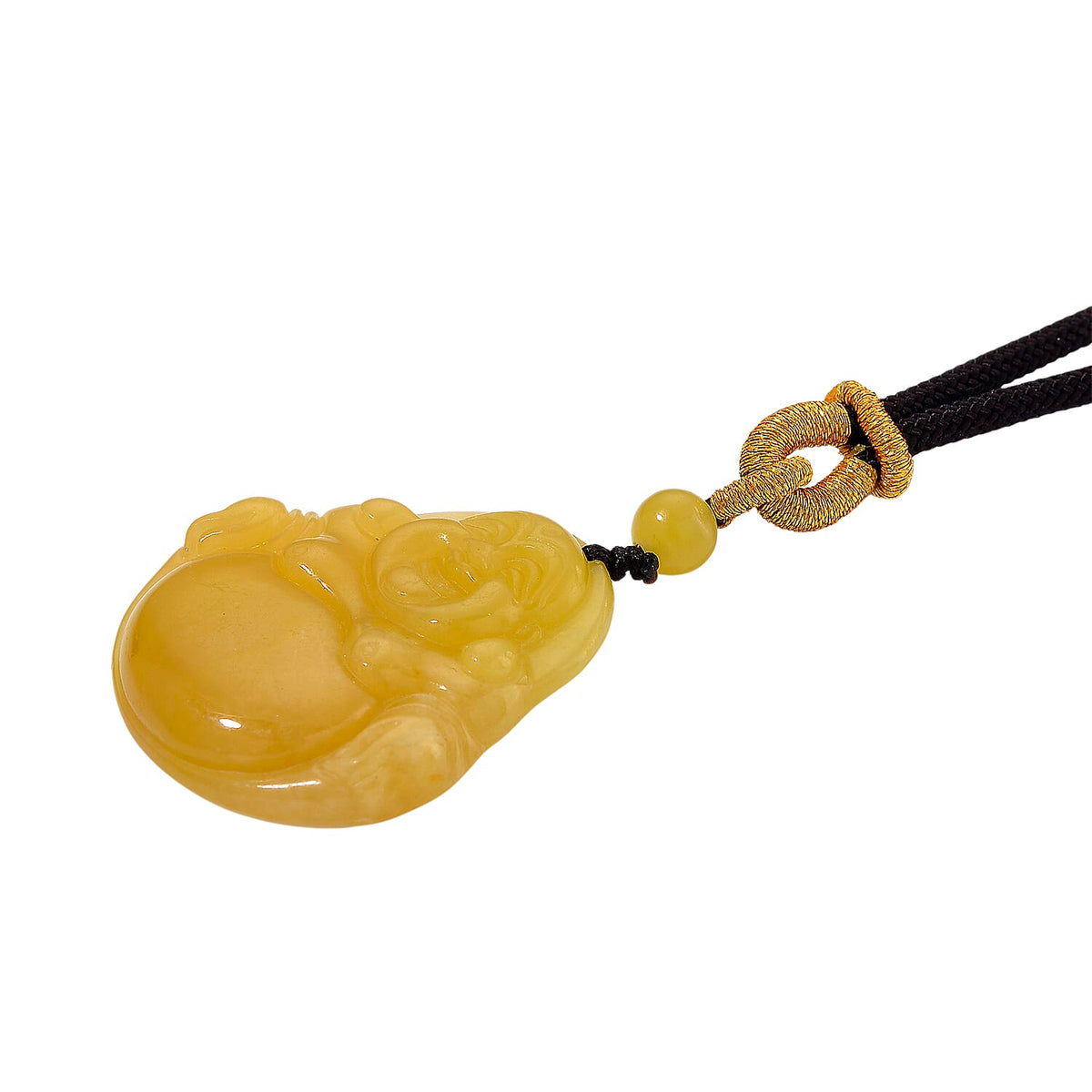 Honey Jade Buddha Embossed Necklace with Cotton Thread (Size 28 Adjustable) 8253800 2
