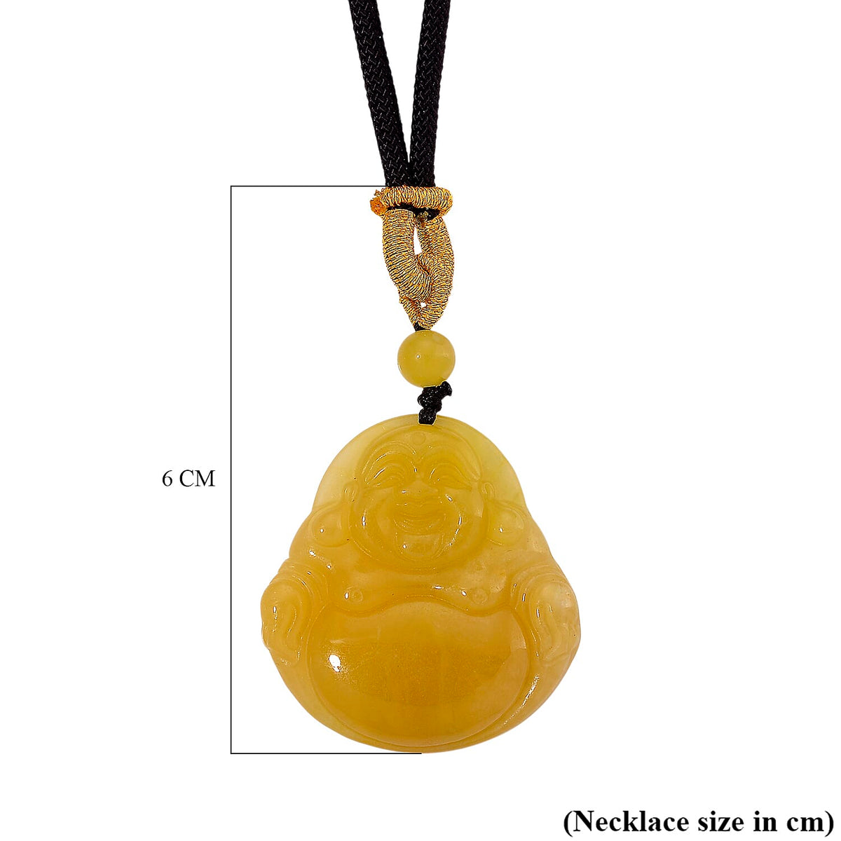 Honey Jade Buddha Embossed Necklace with Cotton Thread (Size 28 Adjustable) 8253800 5