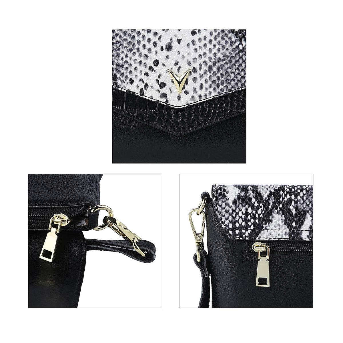 Hong Kong Closeout Deal - Genuine Leather Snake Print Bag - Black and White 6272805 3