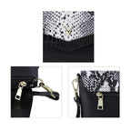 Sencillez Genuine Leather Snake Print Bag (Size 28x3x17cm) - Black & White
