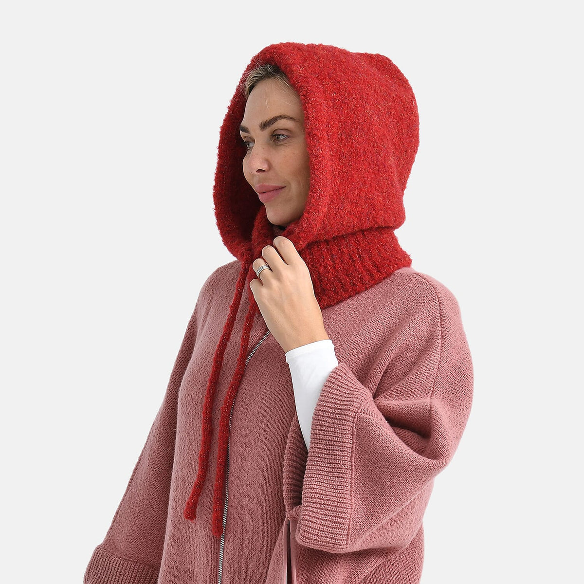 Hooded Drawstring Hat (28 x 24cm) - Red V32698112 2