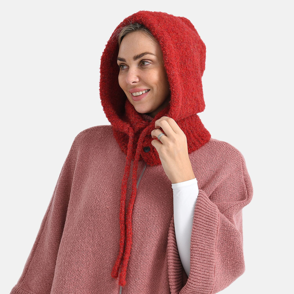 Hooded Drawstring Hat (28 x 24cm) - Red V32698112 3