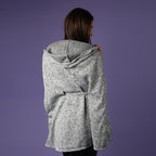 Light Grey Knitted Poncho with Waistbelt (Size 55x77cm)