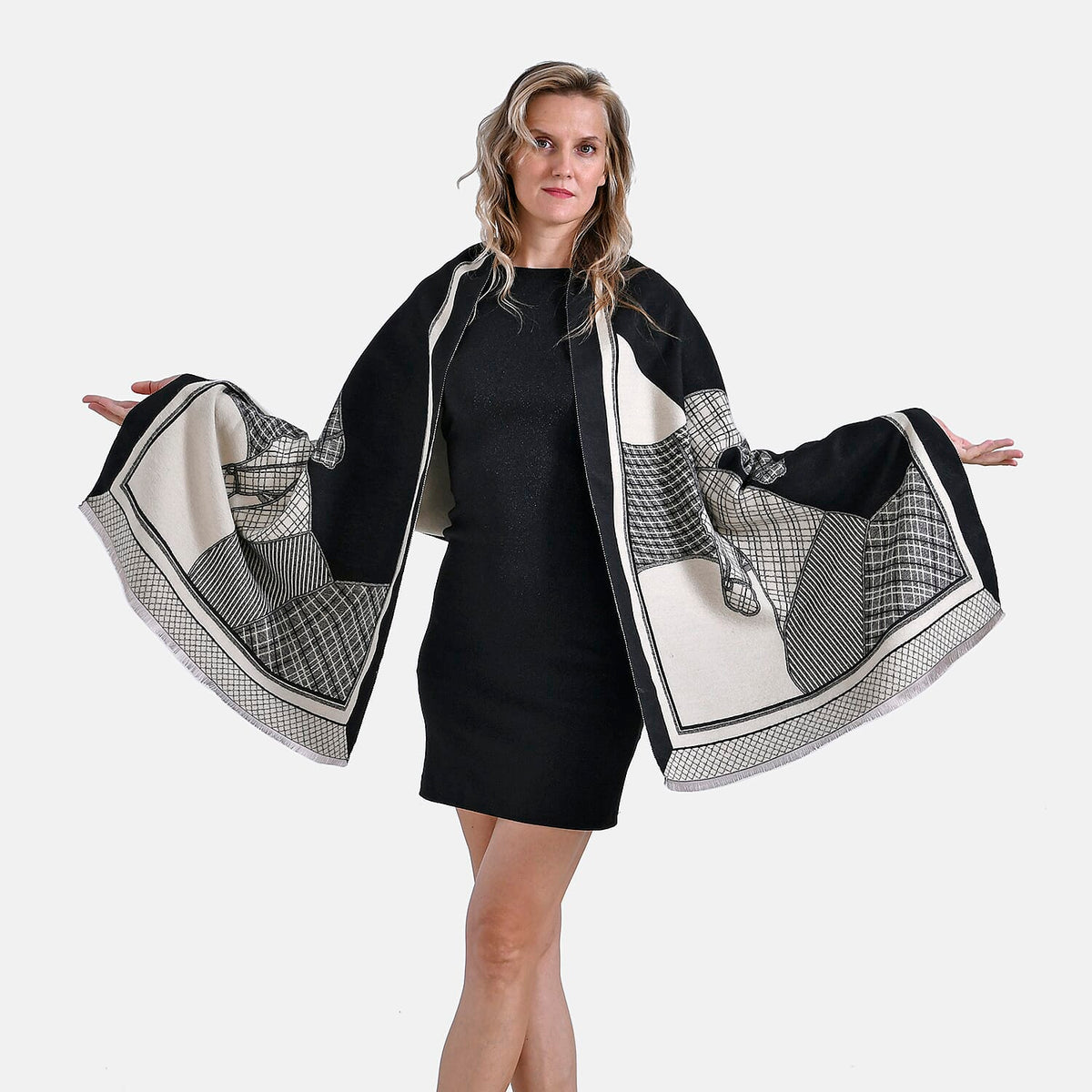 Close Out Deal - Designer Luxurious Horse Print Warm Shawl 7933883 1