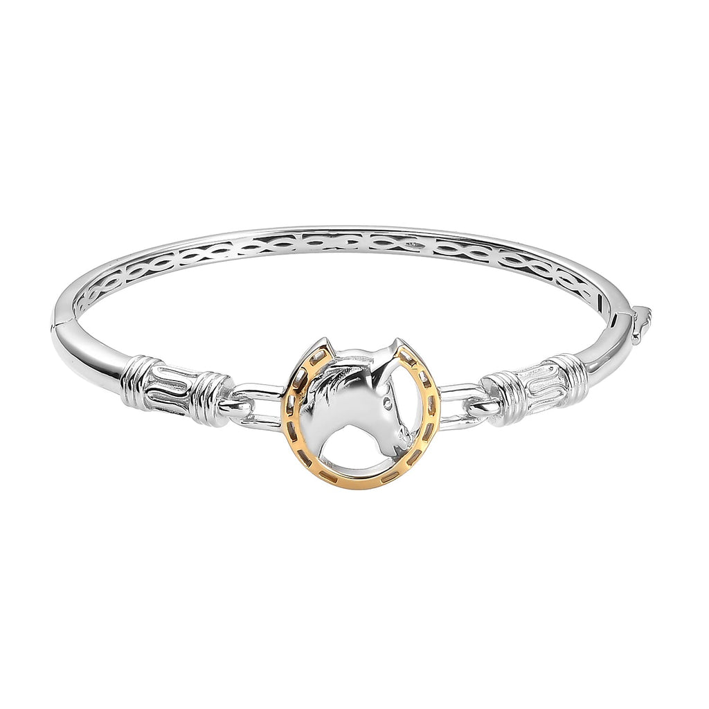Horseshoe Bangle (Size 6.5) with Clasp in Two Tone