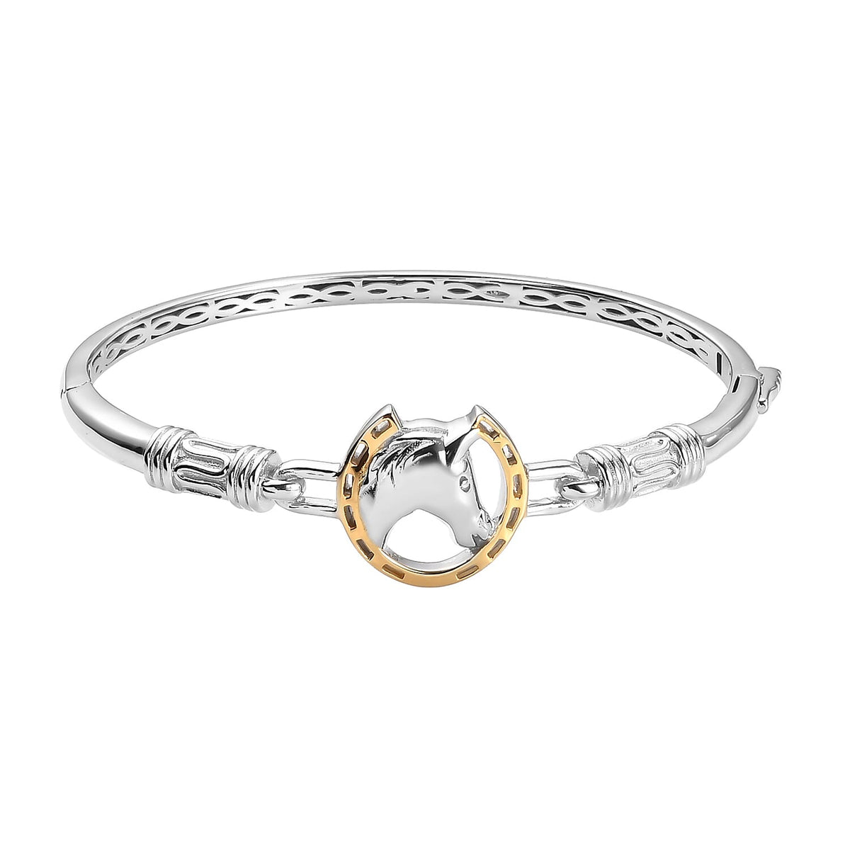 Horse and Horse Shoe Bangle with Clasp in Dual Tone 3849003 0