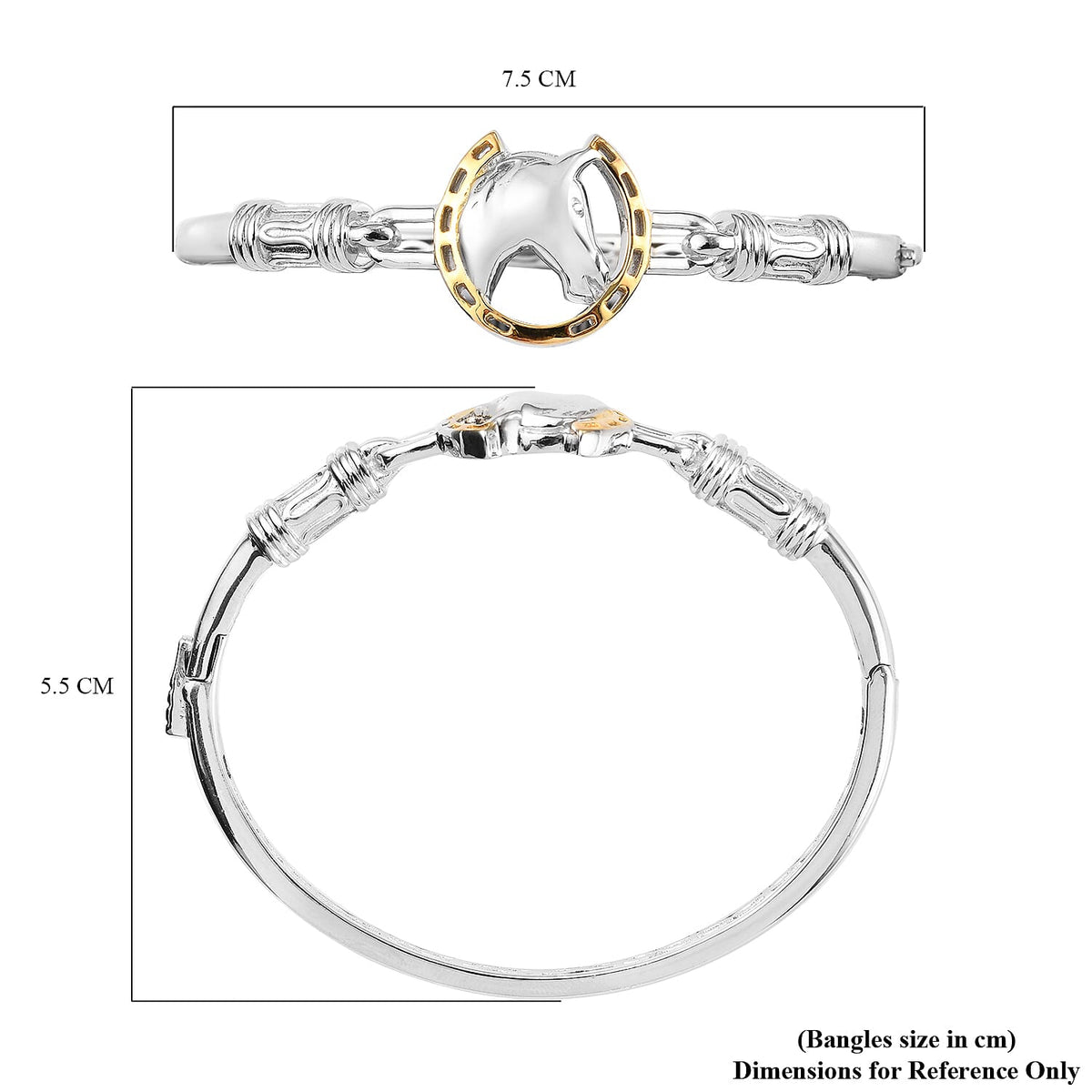 Horse and Horse Shoe Bangle with Clasp in Dual Tone 3849003 5