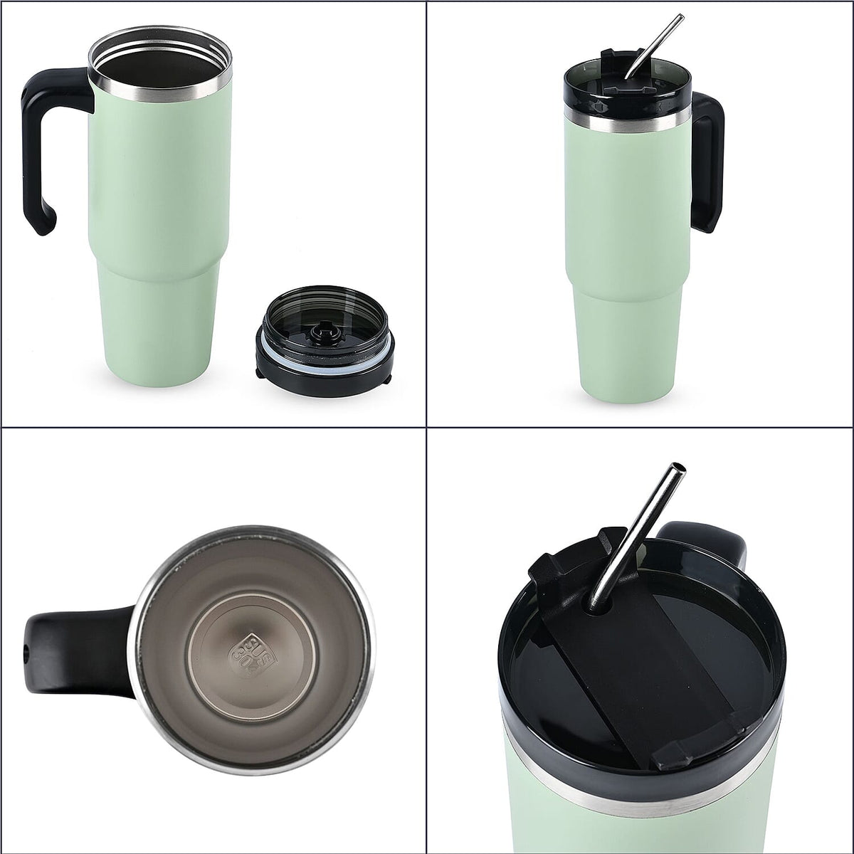 Hot or Cold Insulated Mug with Lid and Stainless Steel Straw - Green 7674636 16