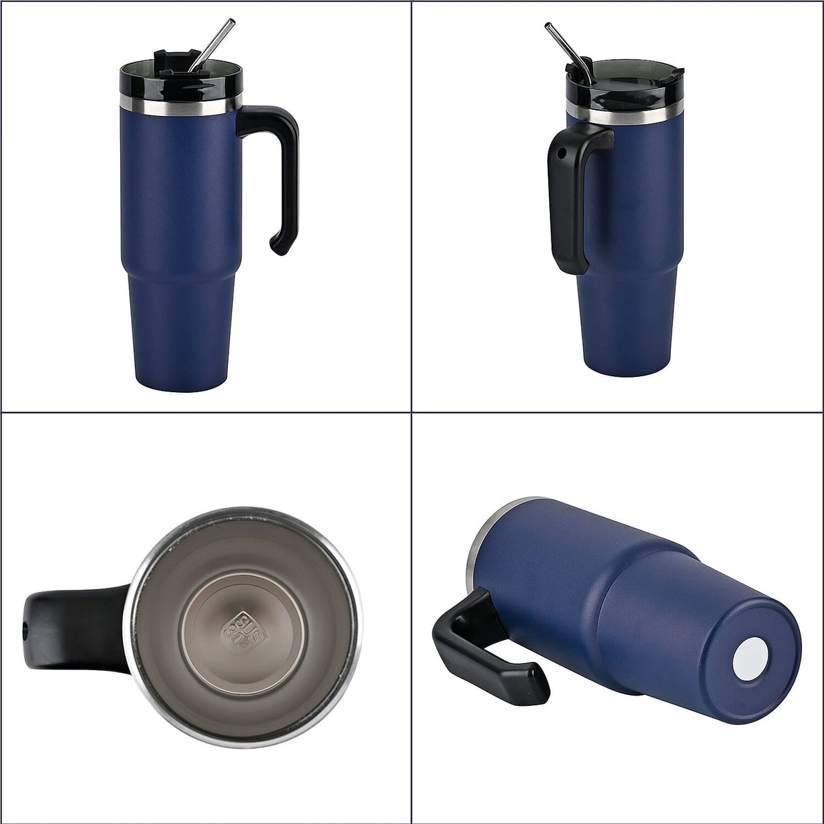 Hot or Cold Insulated Mug with Lid and Stainless Steel Straw - Navy 7572802 15