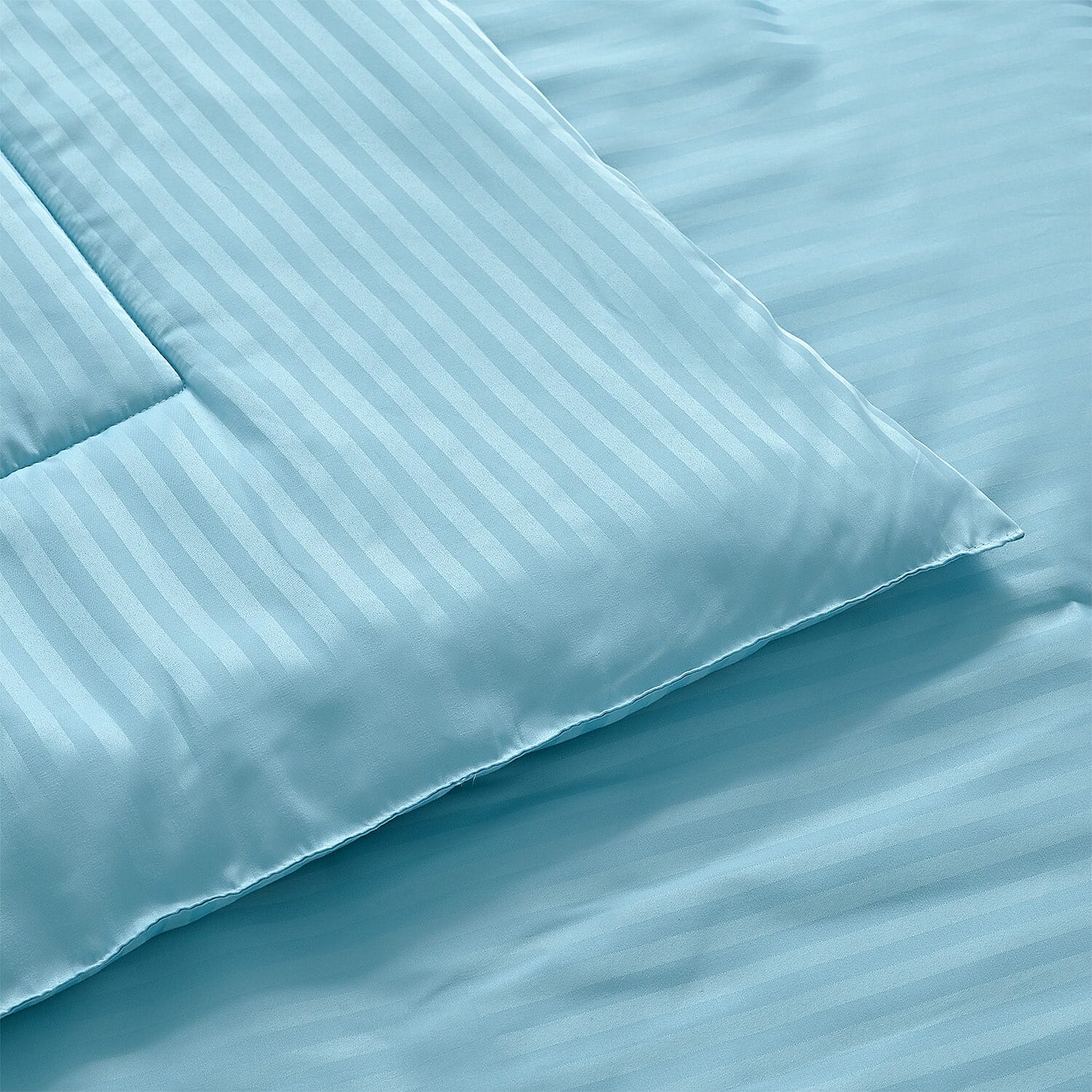 Hush Haven 6-Piece Summer Striped Comforter Set - inc Comforter, Fitted Sheet, 2xHousewife &amp; 2xOxford Pillowcase (King, 225 x 220cm) - Turquoise 8357227 5