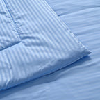 THE OPULENT LUXURY -Hush Haven 6-Piece Summer Striped Comforter Set - inc Comforter, Fitted Sheet, 2xHousewife - 2xOxford Pillowcase (Double, 200 x 200cm) - Blue
