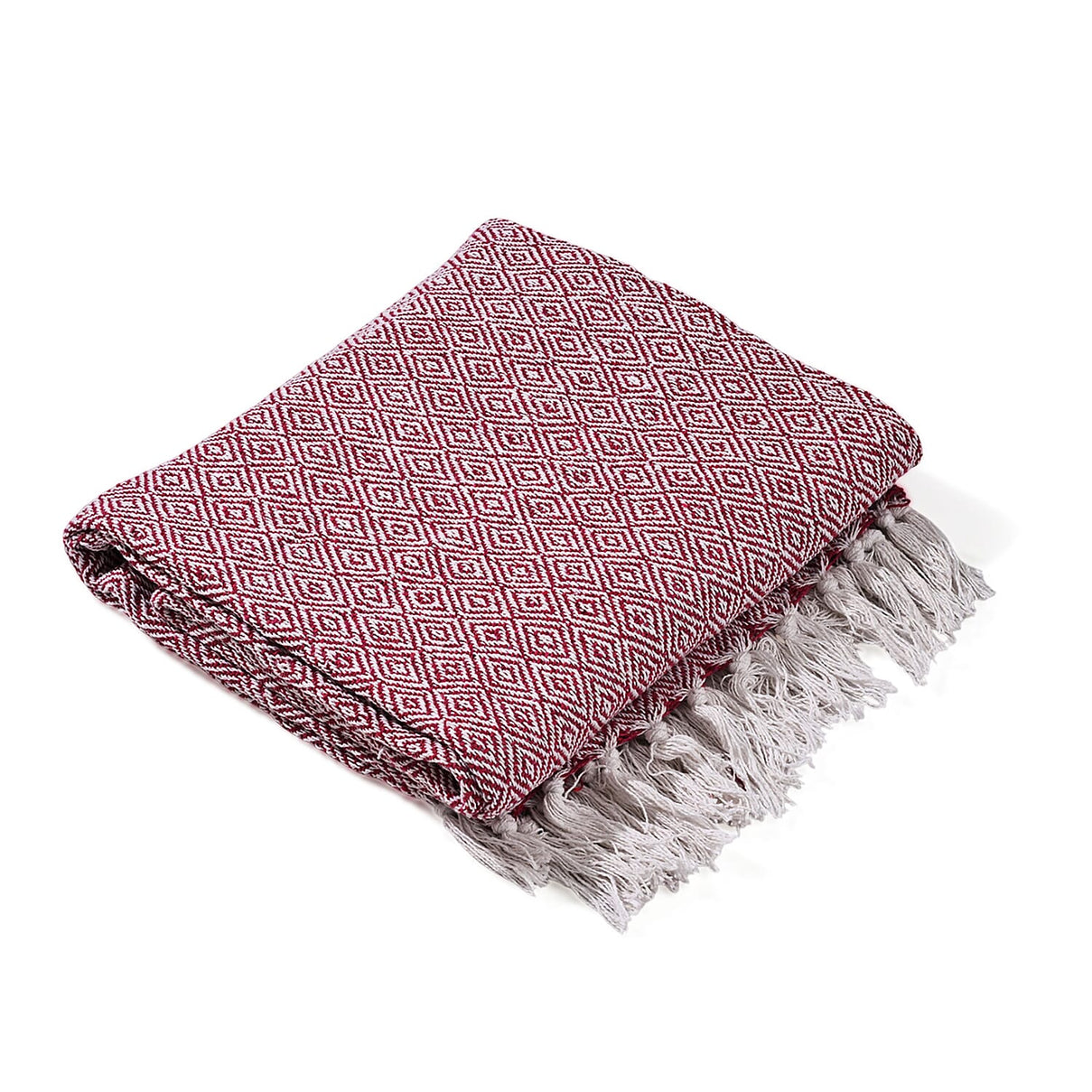 Hush Heaven 100% Soft Cotton Diamond Weaved Throw Blanket (200x150cm) - Dark Pink 8129593 3