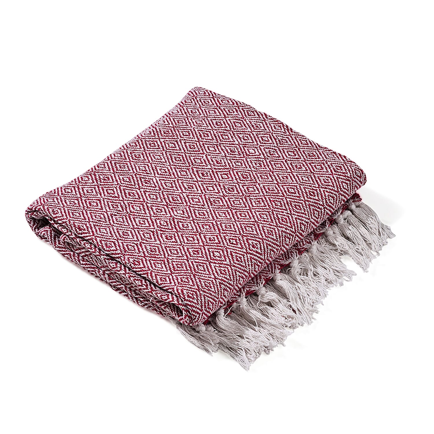 Hush Heaven 100% Soft Cotton Diamond Weaved Throw Blanket (200x150cm) - Dark Pink 8129593 3
