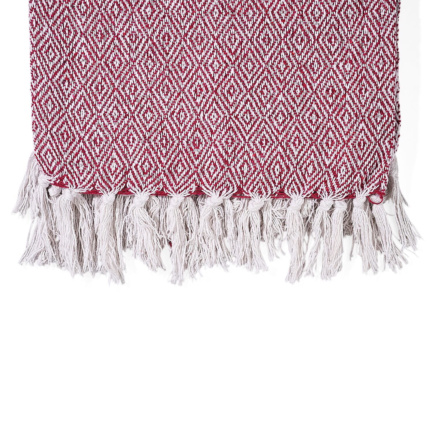 Hush Heaven 100% Soft Cotton Diamond Weaved Throw Blanket (200x150cm) - Dark Pink 8129593 4