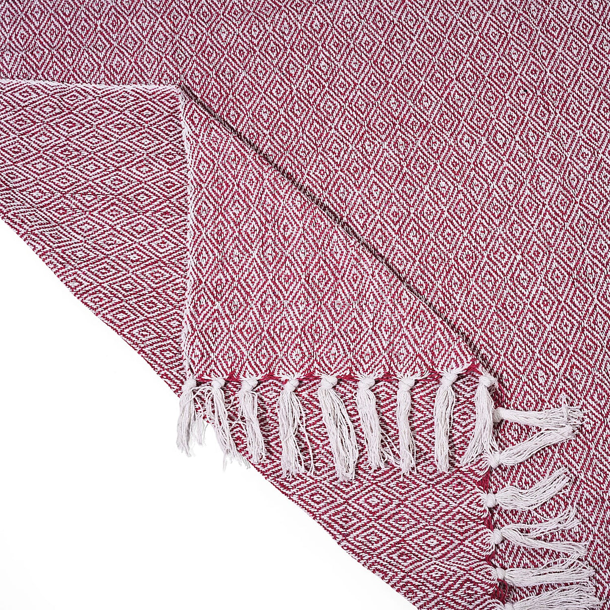 Hush Heaven 100% Soft Cotton Diamond Weaved Throw Blanket (200x150cm) - Dark Pink 8129593 6