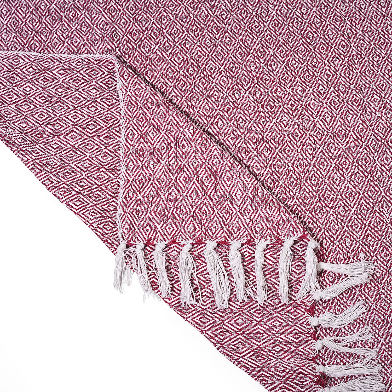 Hush Heaven 100% Soft Cotton Diamond Weaved Throw Blanket (200x150cm) - Dark Pink 8129593 6