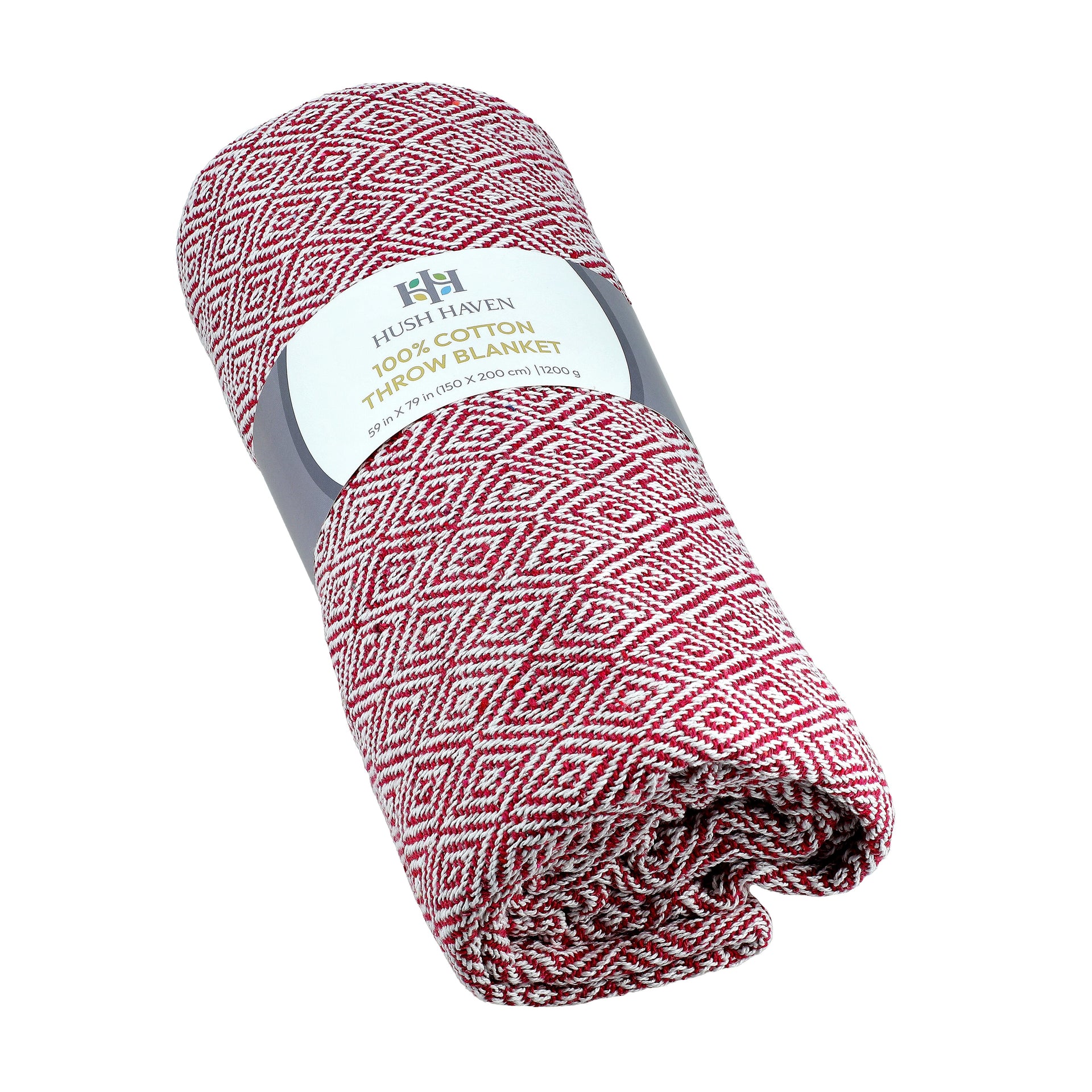 Hush Heaven 100% Soft Cotton Diamond Weaved Throw Blanket (200x150cm) - Dark Pink 8129593 7