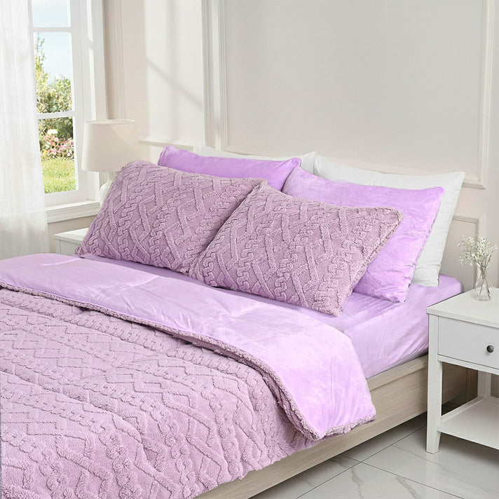 Hush Haven 6-Piece Taffeta Jacquard with Crystal Velvet Reverse Bedding Set 8311962 1