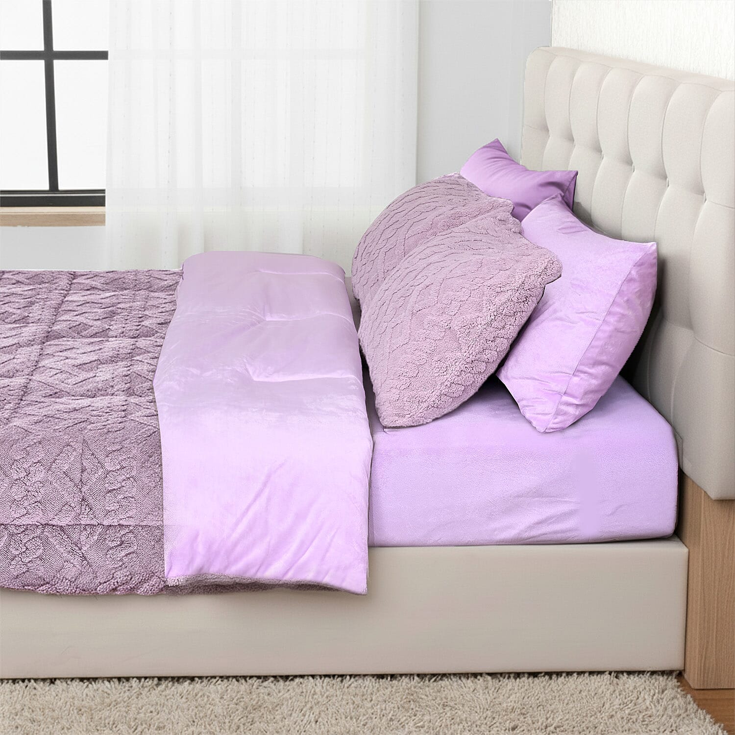 Hush Haven 6-Piece Taffeta Jacquard with Crystal Velvet Reverse Bedding Set 8311962 2