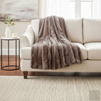 Hush Haven Luxury Double Layer Faux Fur Reversible Blanket - Light Coffee