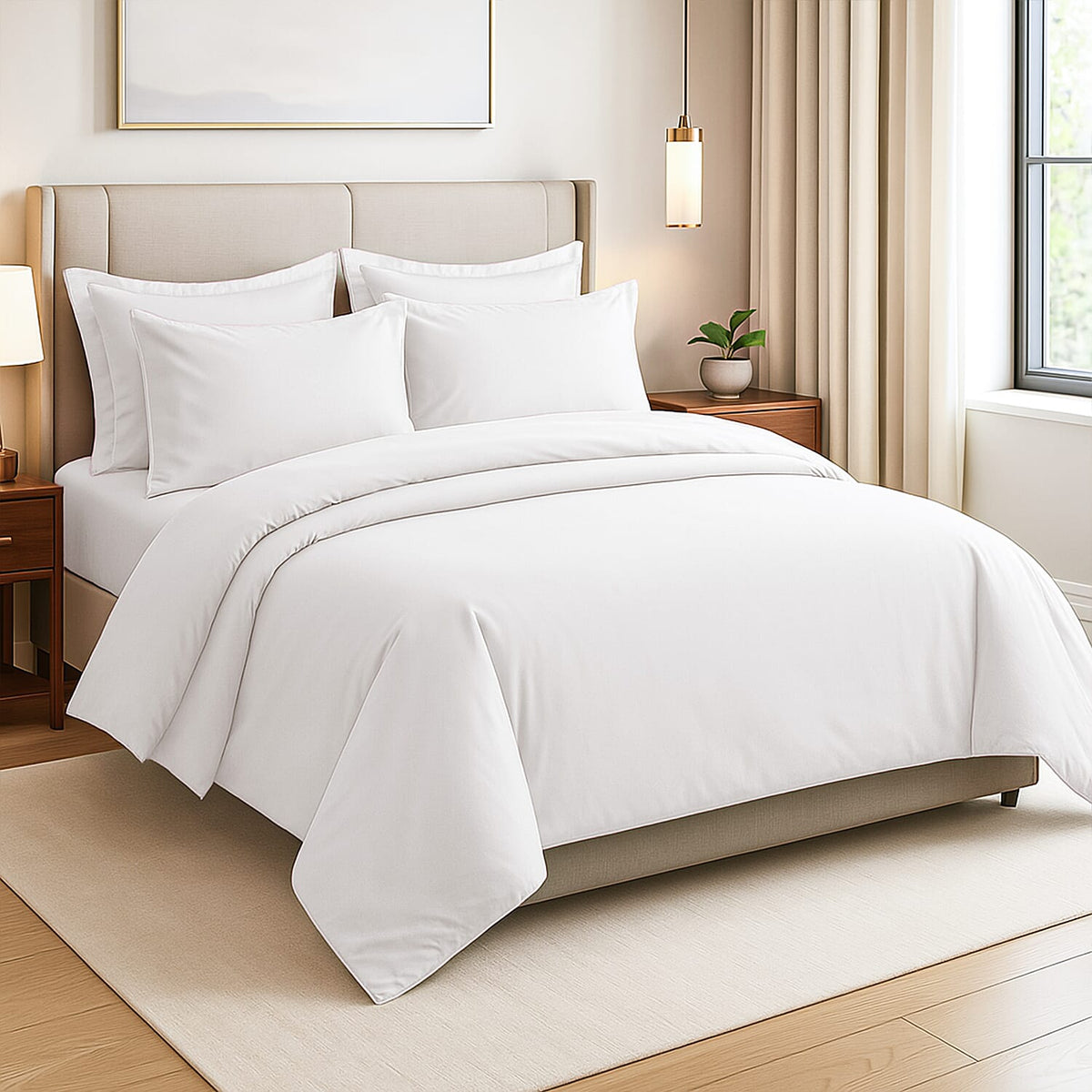 Hush Haven Cotton Solid Color Duvet Cover (Size 200x1 cm) - Cream &amp; Navy V32604044 0