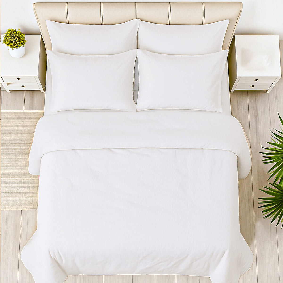 Hush Haven Cotton Solid Color Duvet Cover (Size 200x1 cm) - Cream &amp; Navy V32604044 4