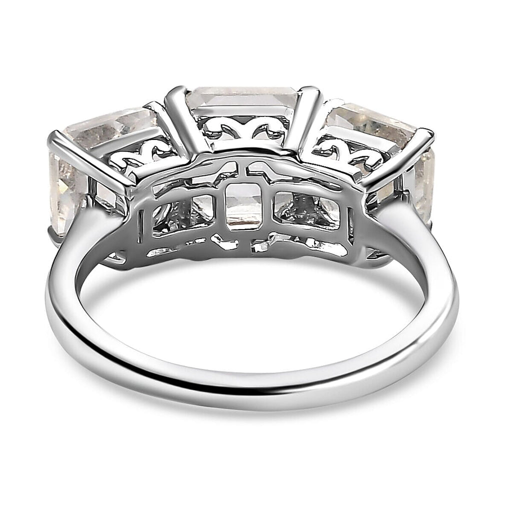 Hyalite Opal 3 Stone Ring in Platinum Overlay Sterling Silver 2.40 Ct
