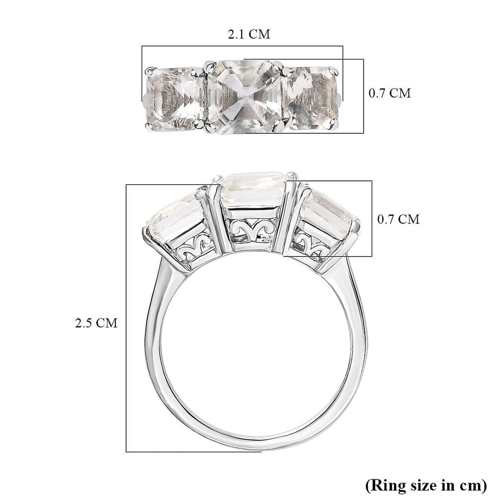Hyalite Opal 3 Stone Ring in Platinum Overlay Sterling Silver 2.40 Ct
