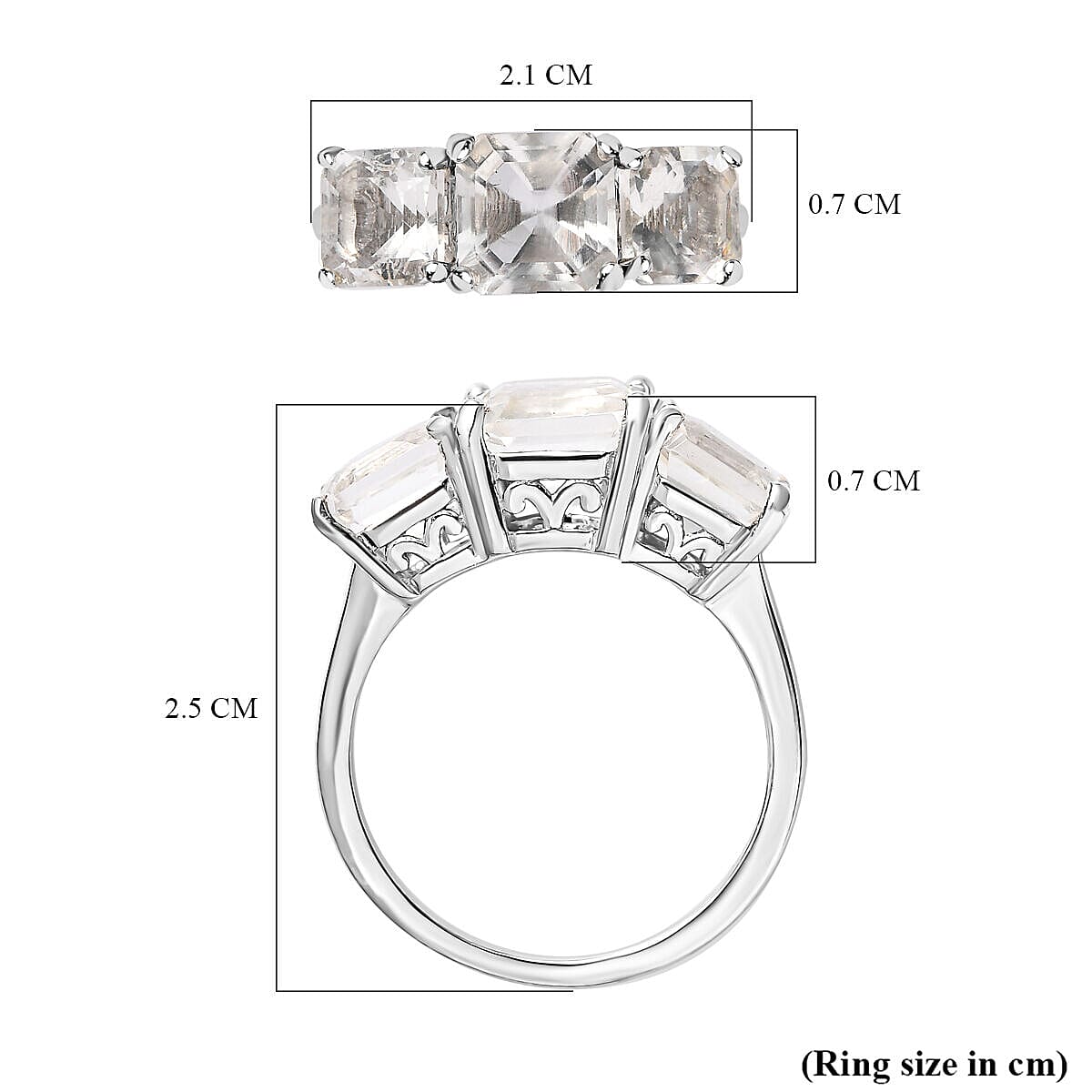 Hyalite Opal 3 Stone Ring in Platinum Overlay Sterling Silver 2.40 Ct 7368375 5