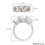 Hyalite Opal 3 Stone Ring in Platinum Overlay Sterling Silver 2.40 Ct