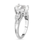 Hyalite Opal and Moissanite Ring in Platinum Overlay Sterling Silver 2.46 Ct.