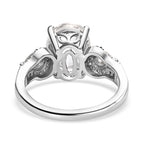 Hyalite Opal and Moissanite Ring in Platinum Overlay Sterling Silver 2.46 Ct.