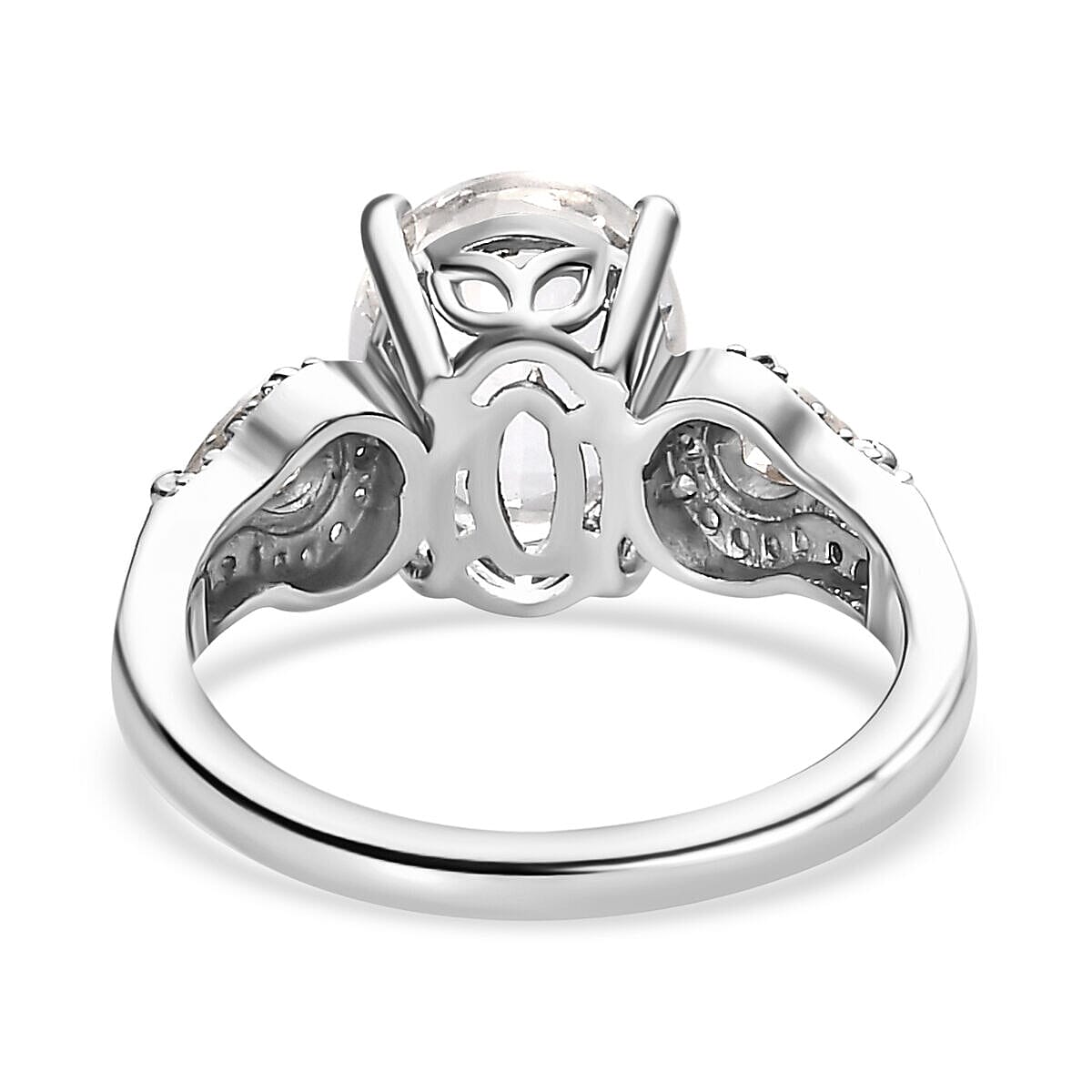 Hyalite Opal and Moissanite Ring in Platinum Overlay Sterling Silver 2.46 Ct. 7364521 10