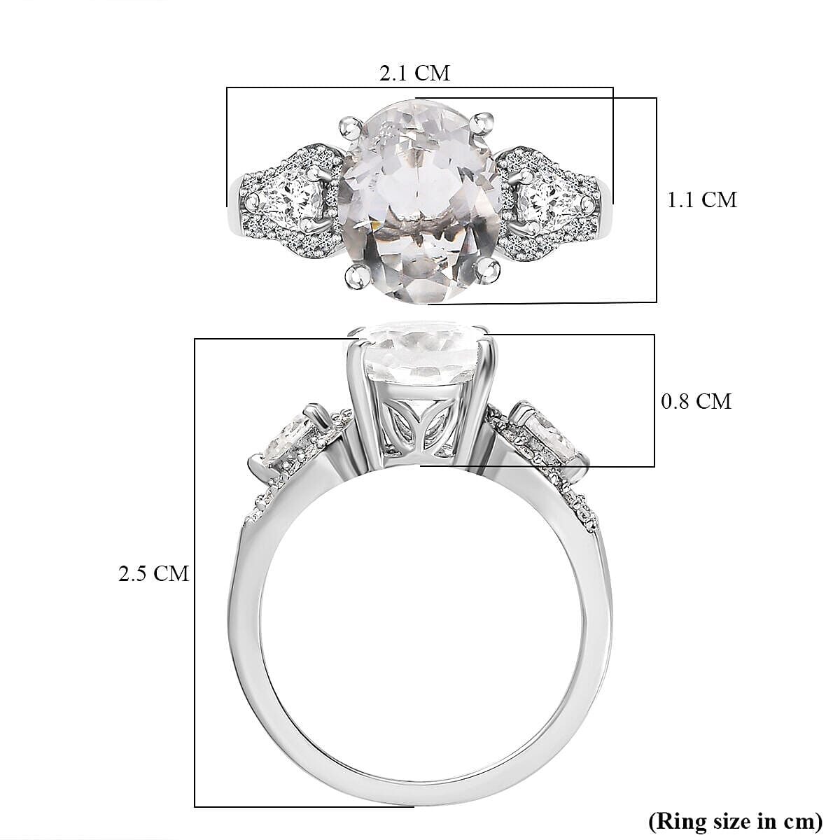 Hyalite Opal and Moissanite Ring in Platinum Overlay Sterling Silver 2.46 Ct. 7364521 11