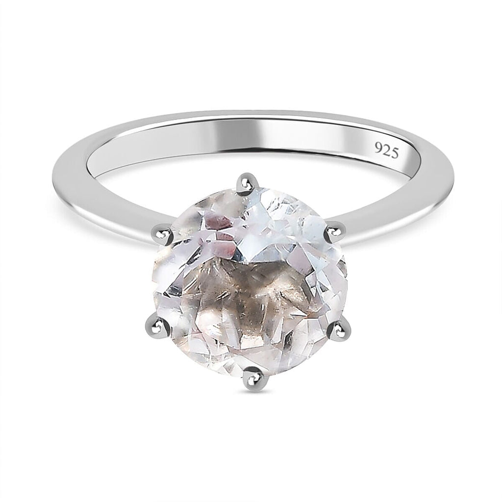 Hyalite Opal Solitaire Ring in Platinum Overlay Sterling Silver 2.96 Ct