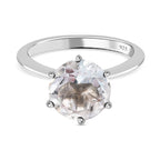 Hyalite Opal Solitaire Ring in Platinum Overlay Sterling Silver 2.96 Ct
