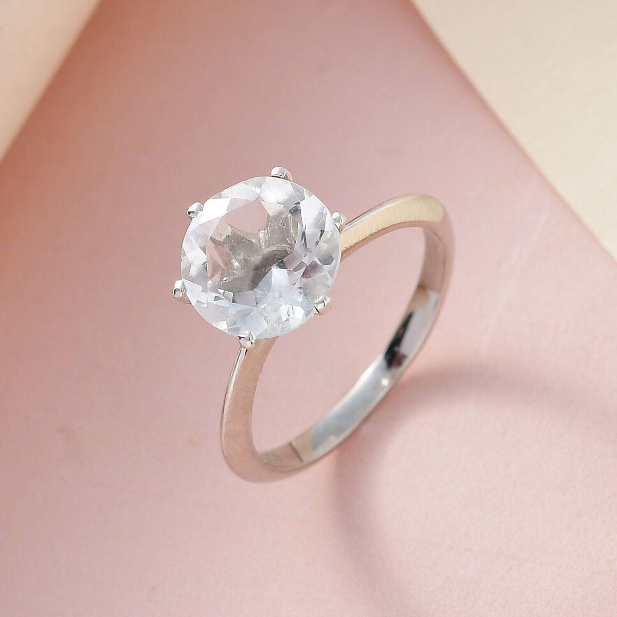 Hyalite Opal Solitaire Ring in Platinum Overlay Sterling Silver 2.96 Ct 7364686 2