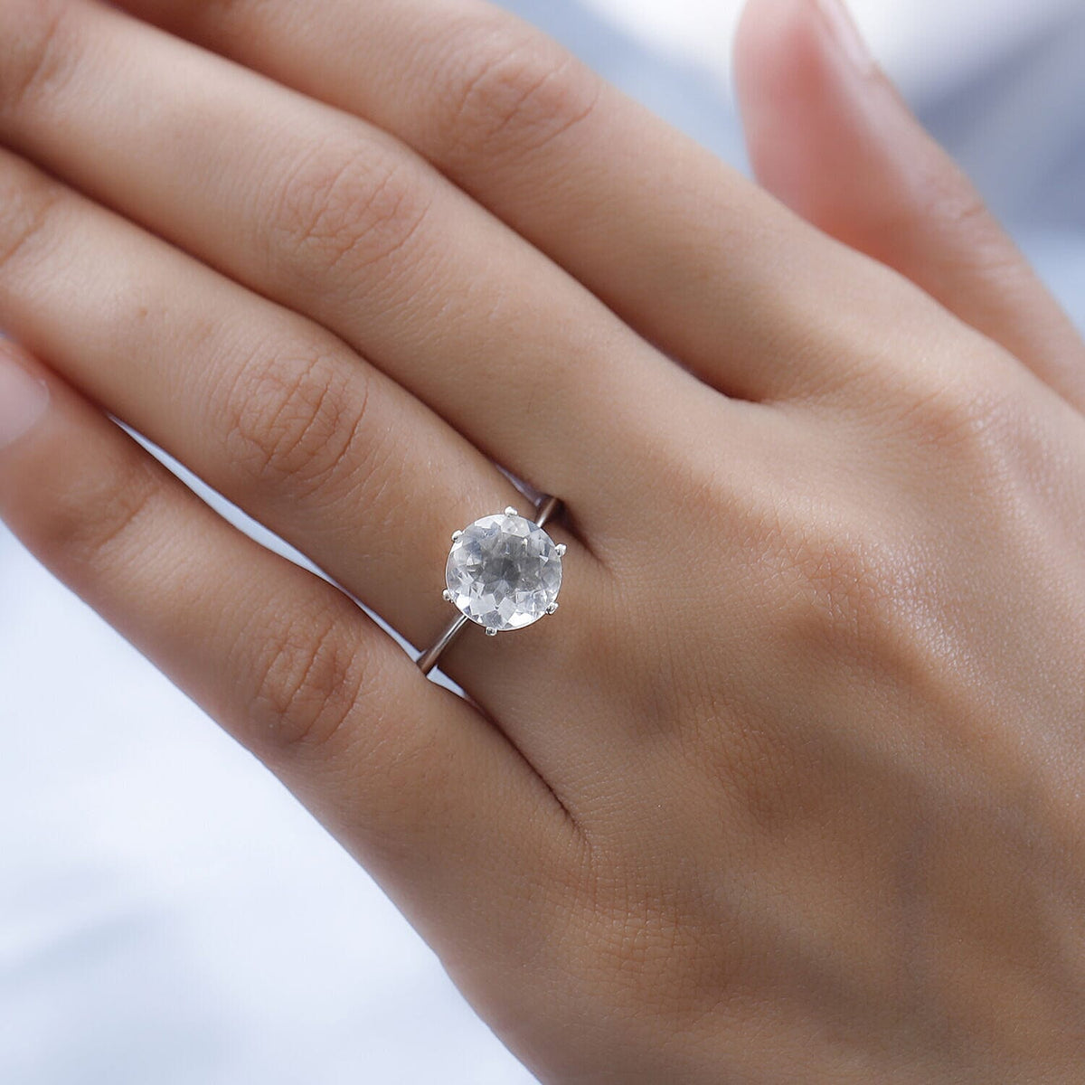 Hyalite Opal Solitaire Ring in Platinum Overlay Sterling Silver 2.96 Ct 7364686 4