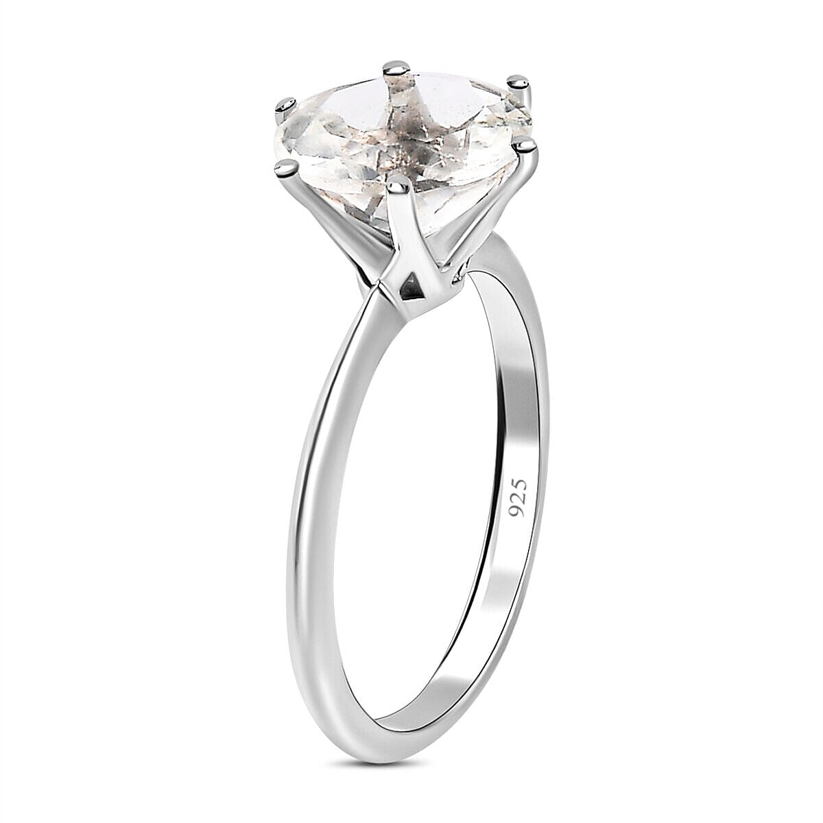 Hyalite Opal Solitaire Ring in Platinum Overlay Sterling Silver 2.96 Ct 7364686 6