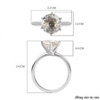 Hyalite Opal Solitaire Ring in Platinum Overlay Sterling Silver 2.96 Ct