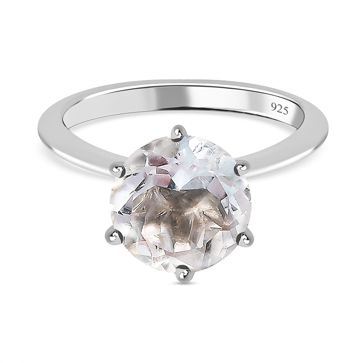 Hyalite Opal Solitaire Ring in Platinum Overlay Sterling Silver 2.96 Ct 7364686 1