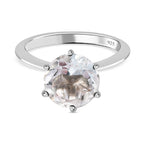 Hyalite Opal Solitaire Ring in Platinum Overlay Sterling Silver 2.96 Ct