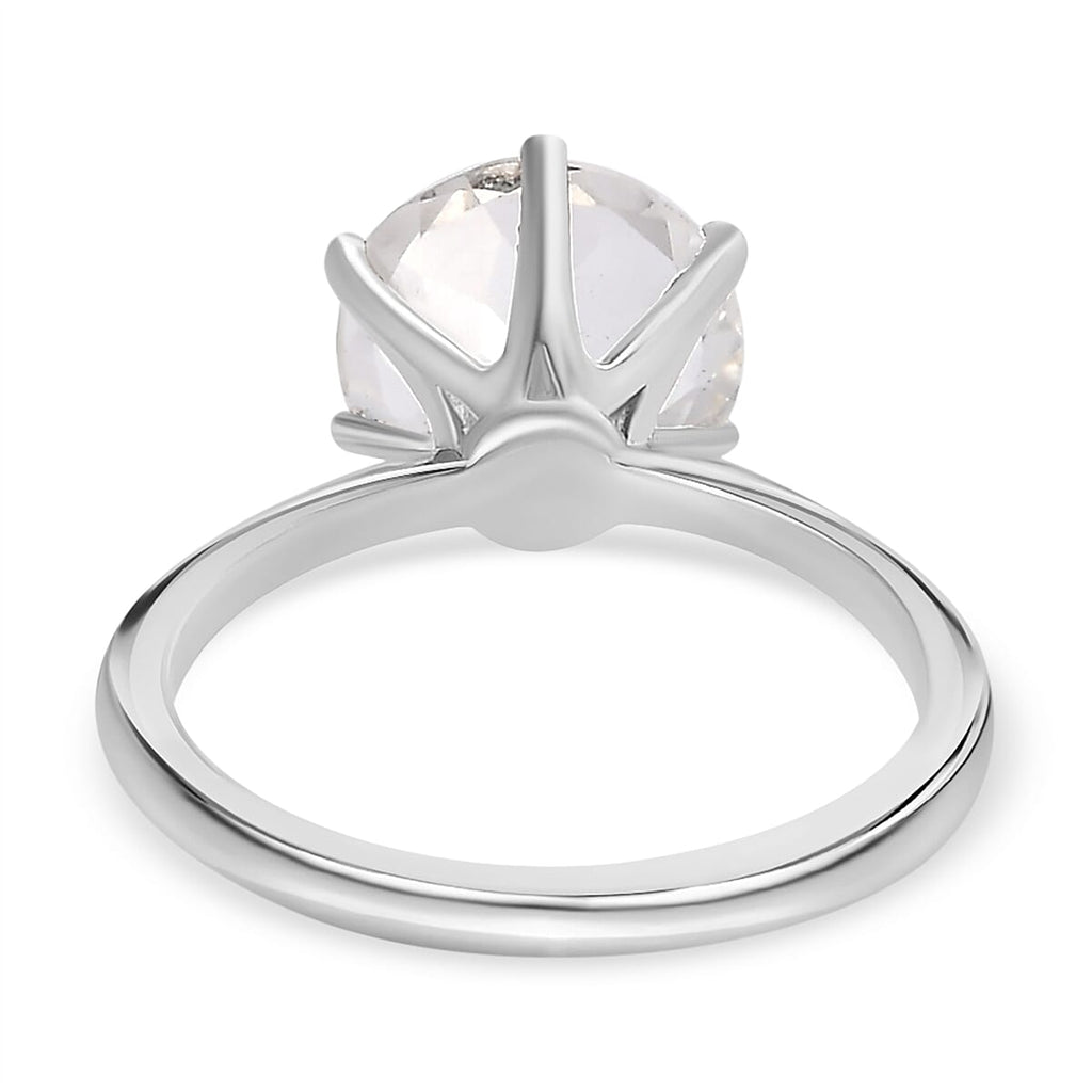 Hyalite Opal Solitaire Ring in Platinum Overlay Sterling Silver 2.96 Ct