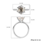 Hyalite Opal Solitaire Ring in Platinum Overlay Sterling Silver 2.96 Ct