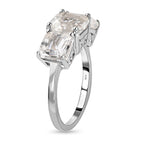 Hyalite Opal 3 Stone Ring in Platinum Overlay Sterling Silver 2.40 Ct