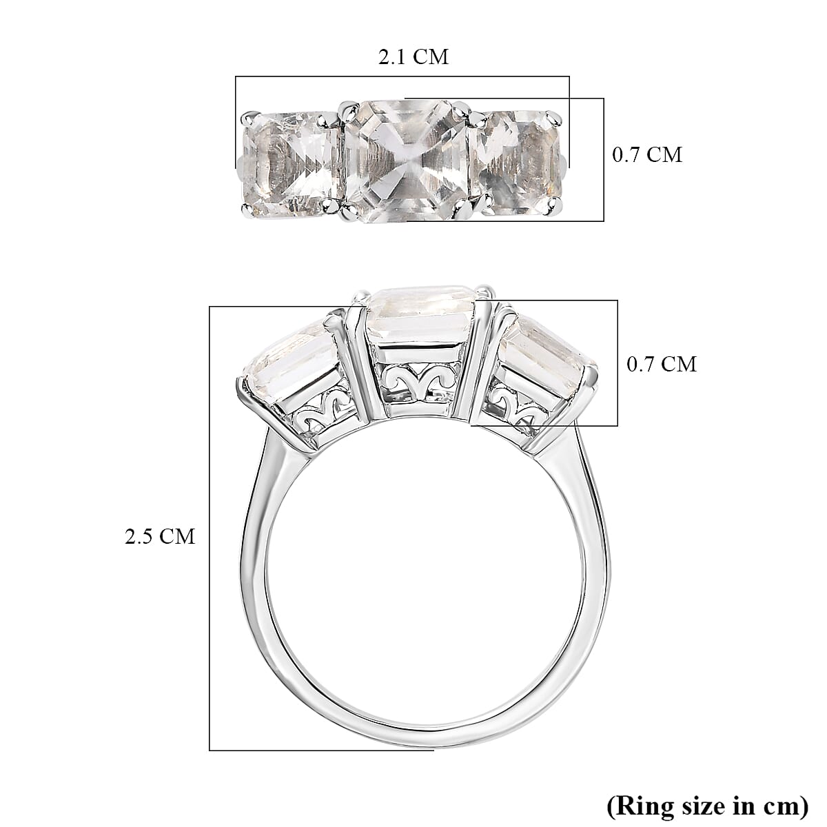 Hyalite Opal 3 Stone Ring in Platinum Overlay Sterling Silver 2.40 Ct 7368375 11
