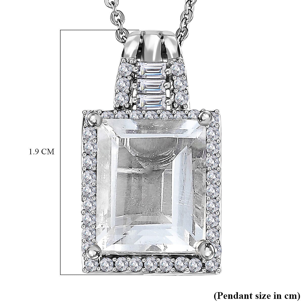 Hyalite Opal and Natural Zircon Solitaire Pendant with Chain (Size - 20) in Platinum Overlay Sterling Silver 2.82 Ct, Silver Wt. 6.16 Gms 4140256 6