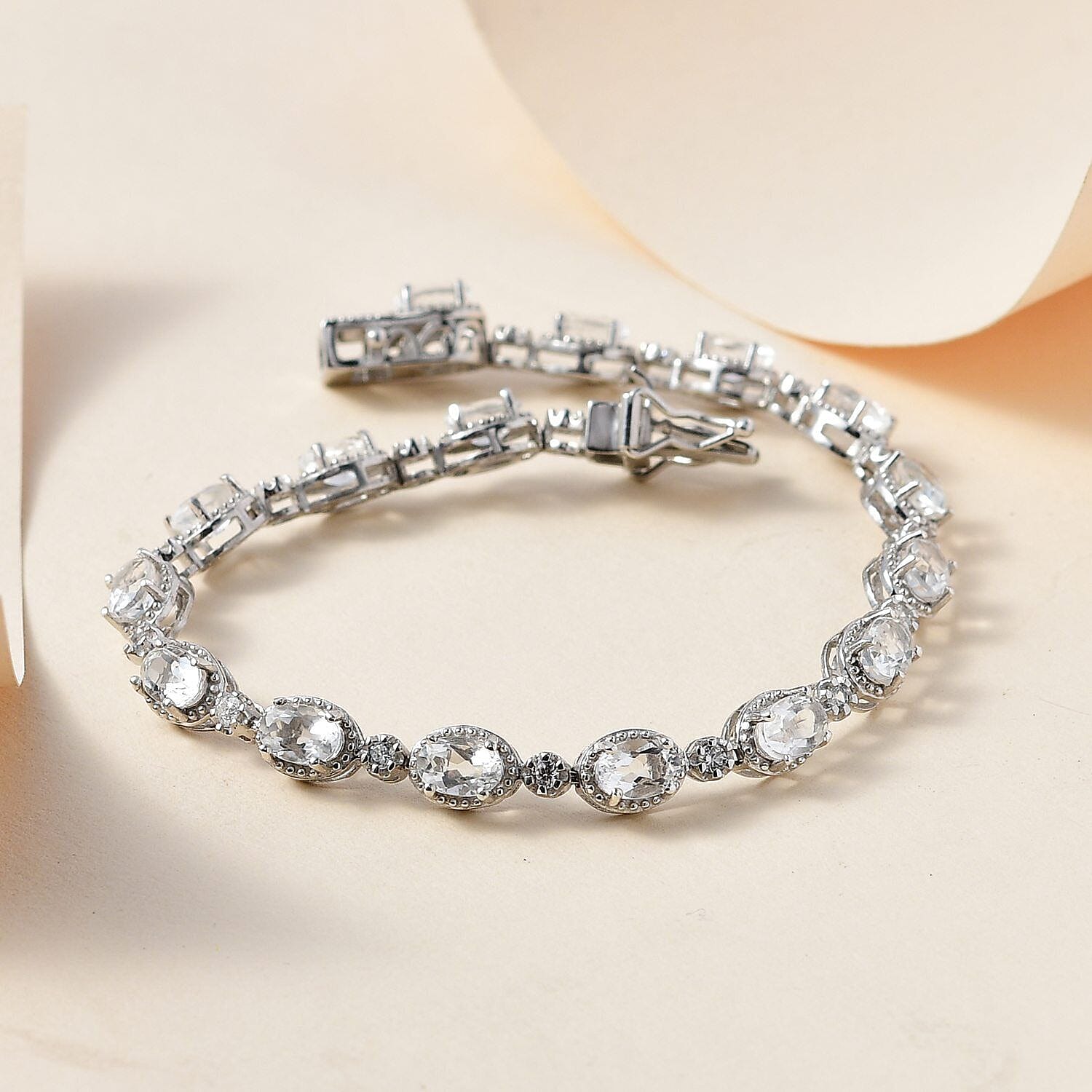Hyalite Opal and Natural Cambodian Zircon Bracelet (Size - 7.5) in Platinum Overlay Sterling Silver 6.50 Ct 7255930 2