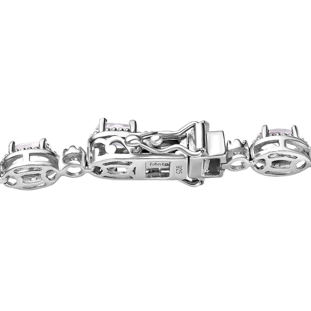 Hyalite Opal and Natural Zircon Bracelet (Size - 7.5) with GB Lock Box in Platinum Overlay Sterling Silver 6.30 Ct, Silver Wt 9.72 Gms
