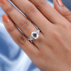 Hyalite Opal and Moissanite Ring in Platinum Overlay Sterling Silver 2.46 Ct.